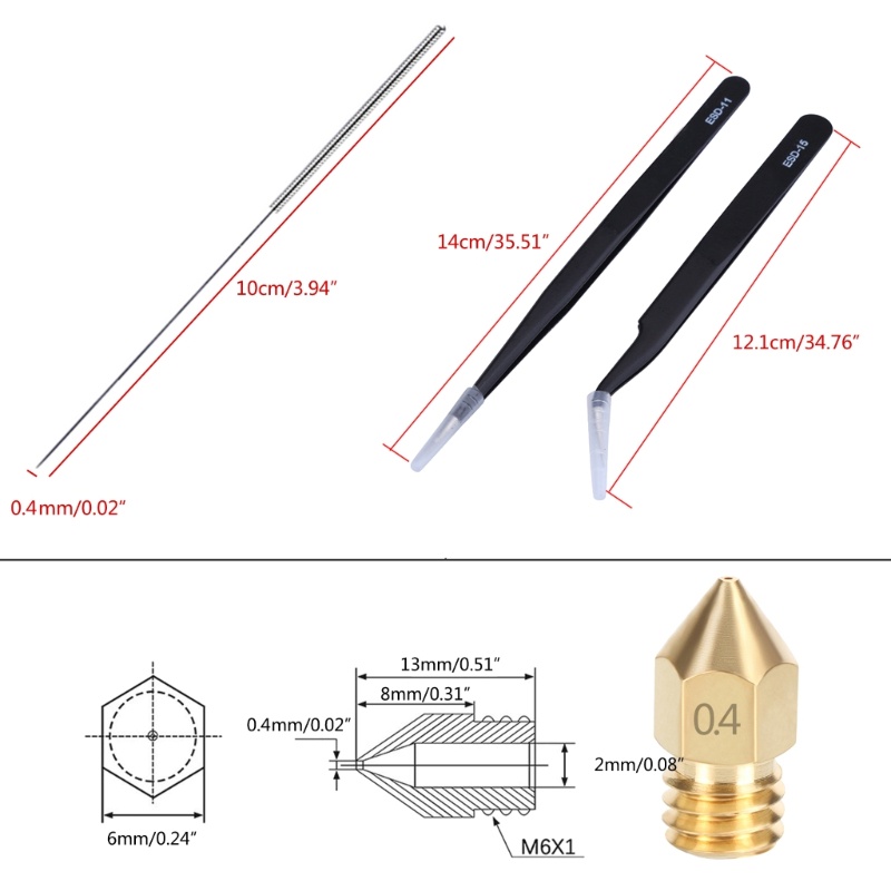 Đầu Phun Làm Sạch Máy In 3D 0 4mm 1 75mm