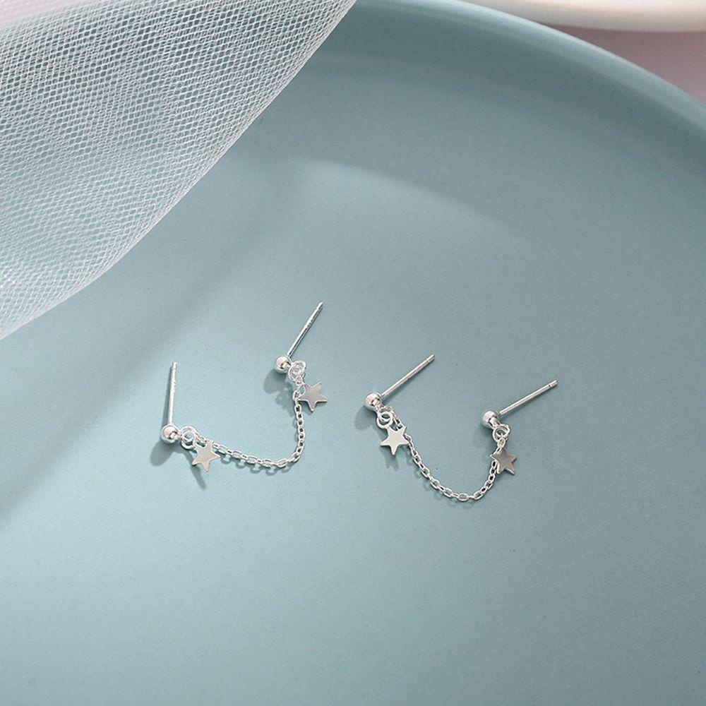 Khuyên Tai Nữ Dạng Dây Xích Đính Ngôi Sao Năm Cánh Thời Trang