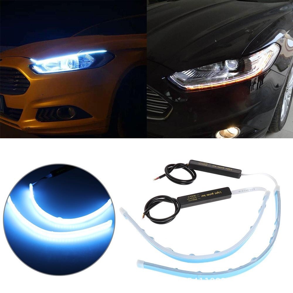 Bộ 2 Dải Đèn LED DRL Ánh Sáng Trắng / Vàng 12V Chống Thấm Nước Linh Hoạt Cho Xe Hơi