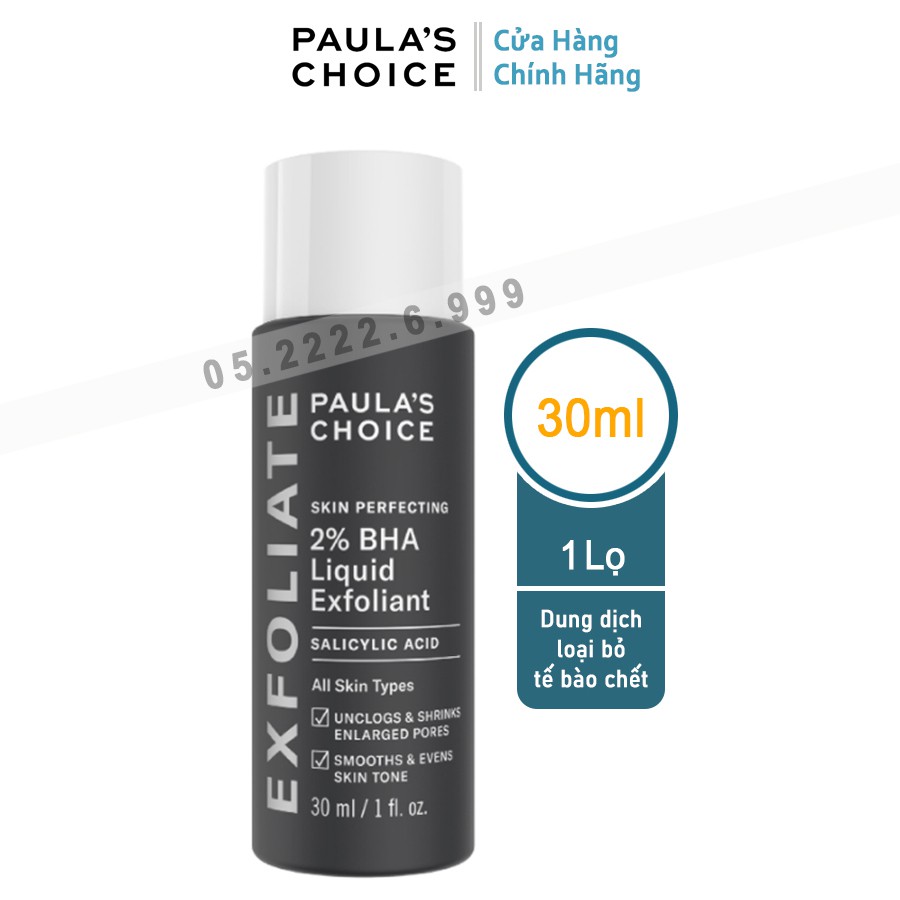 Dung dịch loại bỏ tế bào chết 2% BHA Paula's Choice Skin Perfecting Liquid Exfoliant 30ml - 118 ml ( Chính Hãng )