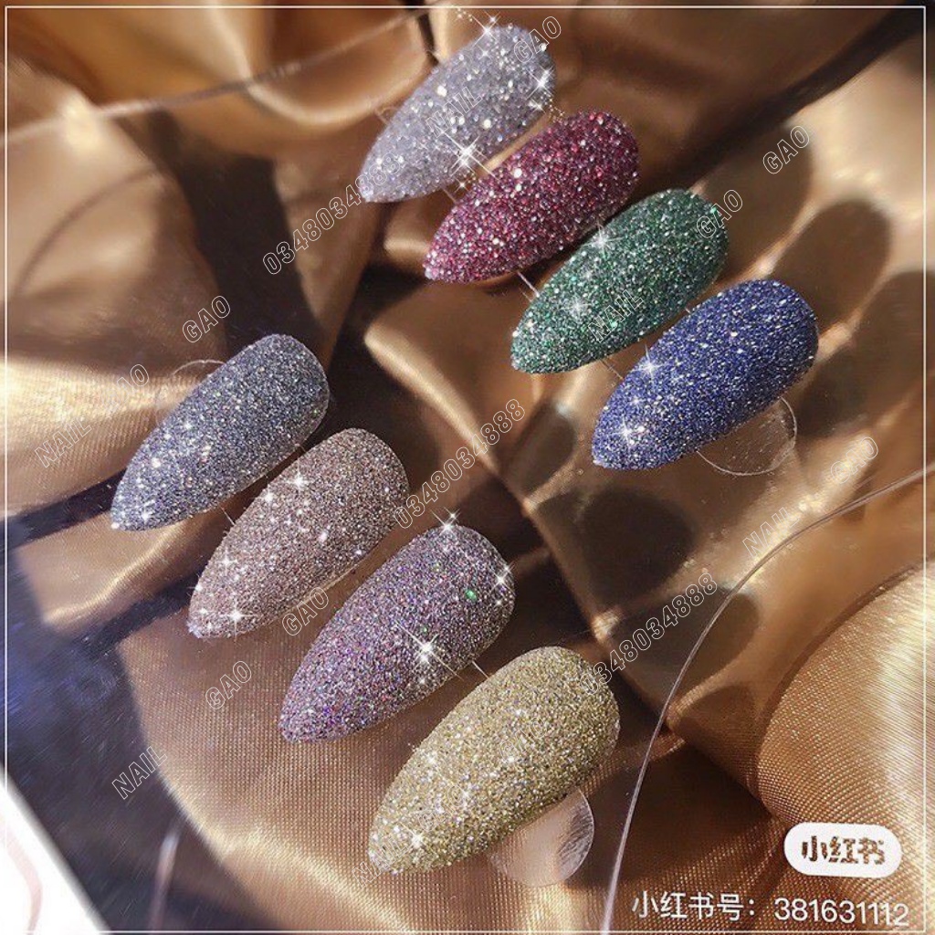 Set nhũ rắc flash siêu sáng 8 hũ tranh trí nail siêu sáng đa dạng màu sắc