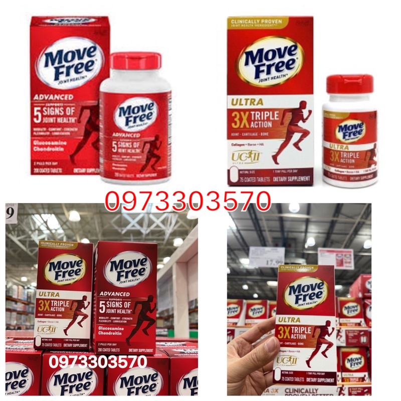 [HÀNG MỸ]date10/2025 Viên Uống Schiff Move Free Ultra 3x Triple Action Hộp 75 Viên ( Hộp đỏ 200viên)