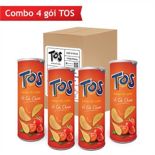 Combo 4 lon oishi khoai tây giòn tos vị cà chua lon