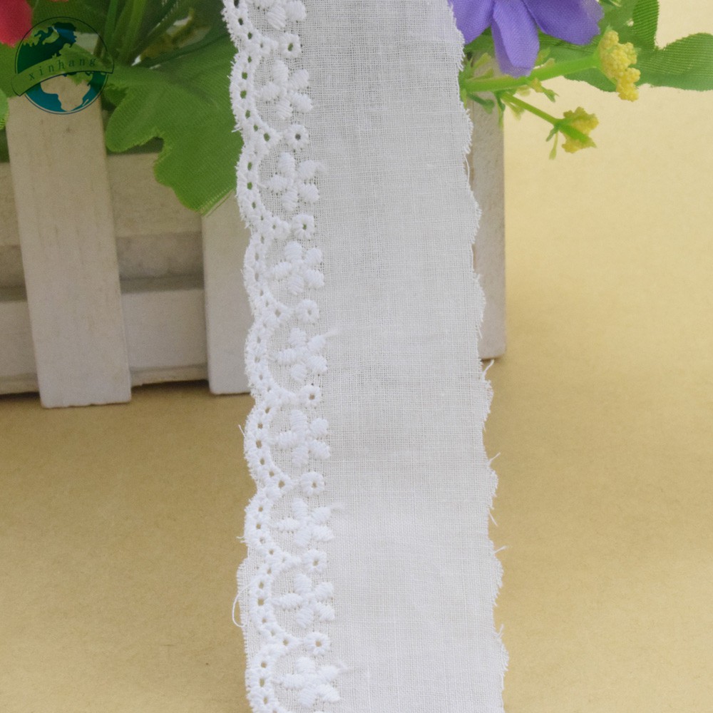 Dây ruy băng viền ren 100% cotton 3.5cm thêu trang trí quần áo diy