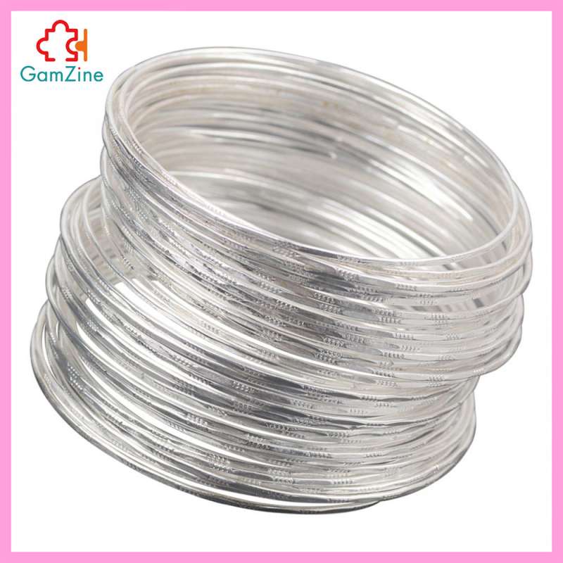 Set 50 vòng tay hợp kim màu bạc phong cách Ấn Độ cho nữ