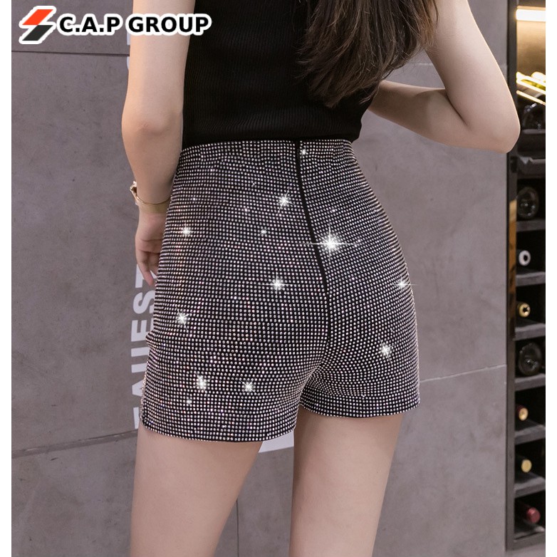 Quần short nữ đẹp CAO CẤP sanh chảnh sooc cạp cao sexy đính đá óng ánh lấp lánh - Hot MS189