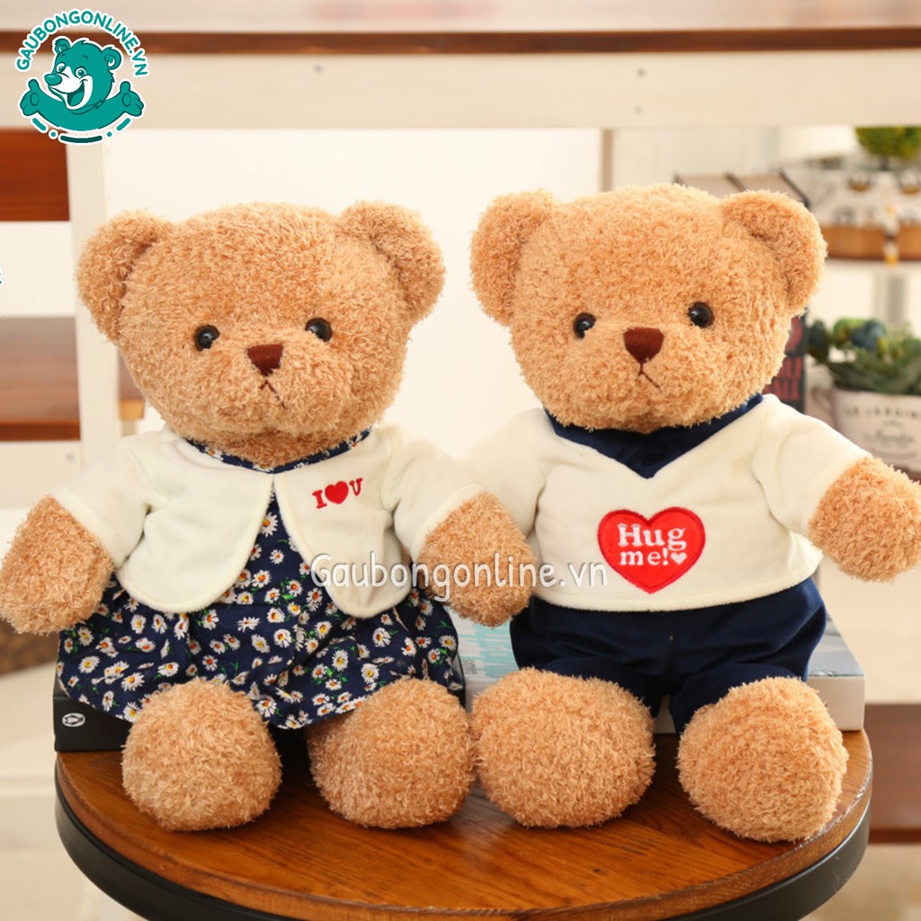 Gấu Bông Teddy Áo Hug Đôi In Chữ I Love You Cao Cấp Gấu Bông Online