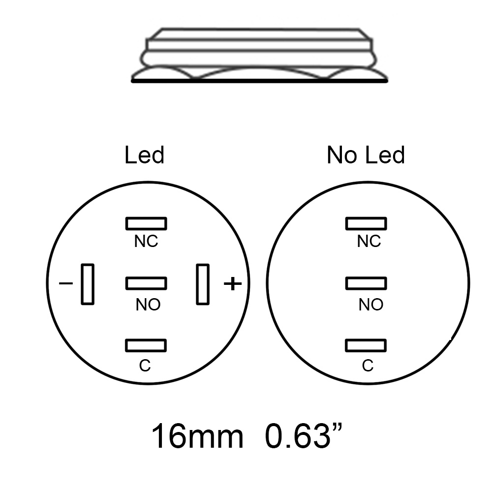 Công Tắc Nút Nhấn Đèn led 16mm Vỏ Kim Loại Chống Nước 12v 220v 24v 3v 6v