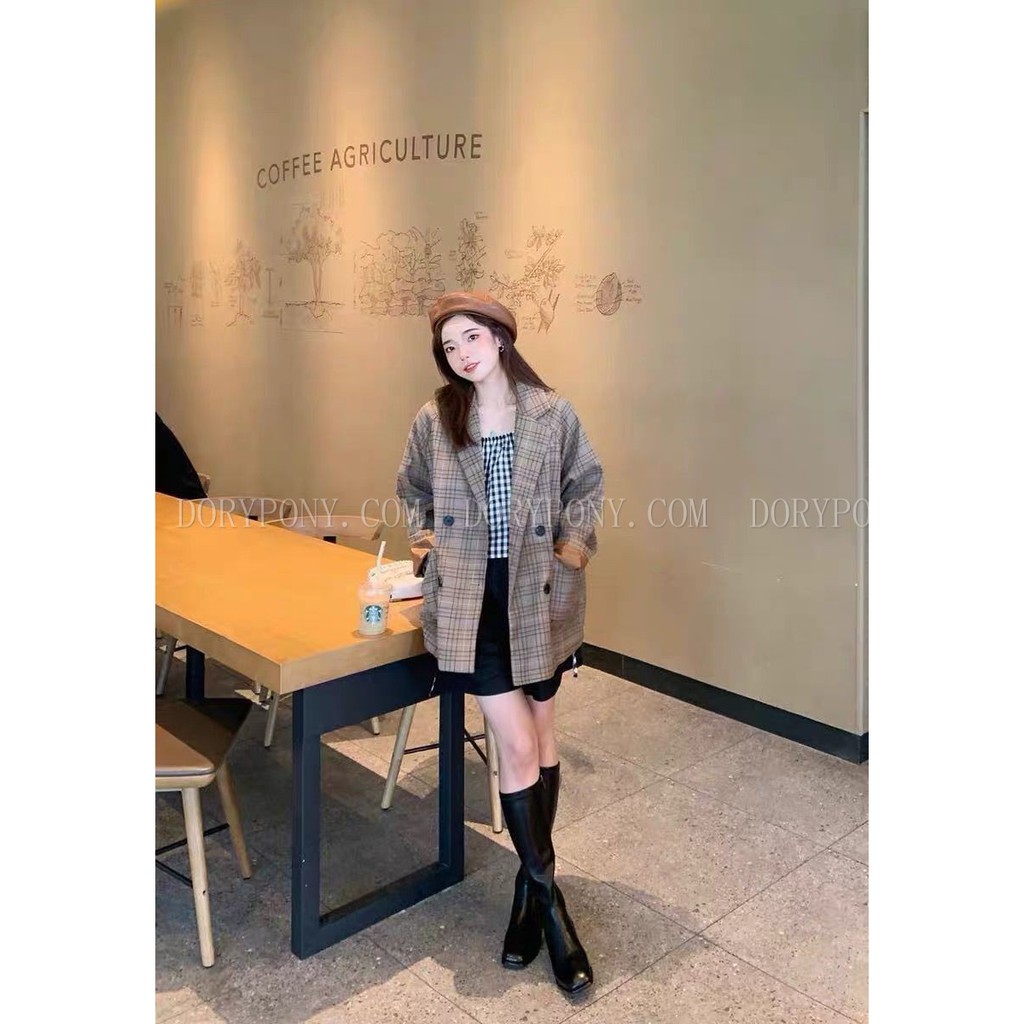ÁO BLAZER Dài CARO NÂU DORY&PONY RETRO CASUAL JACKET – AK062 (Hàng Công Ty) | BigBuy360 - bigbuy360.vn