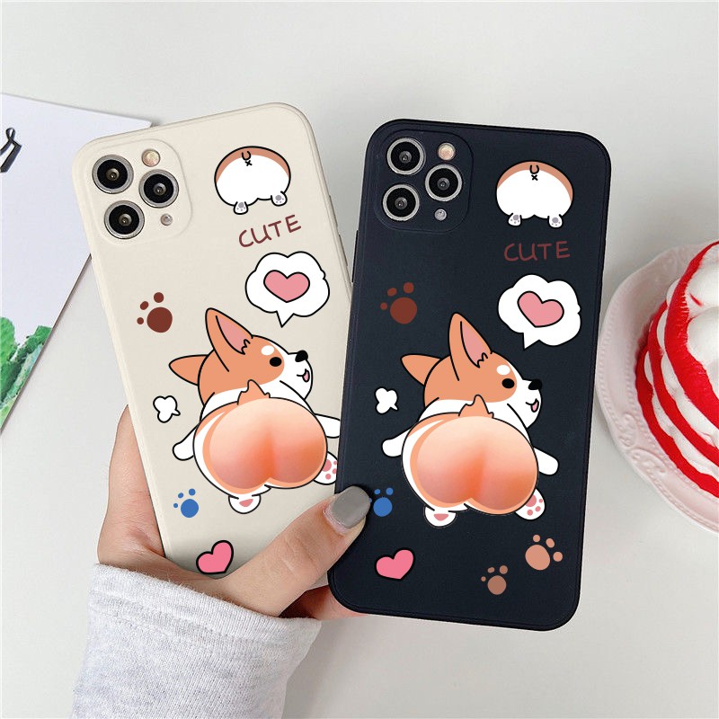 [ HÀNG CHẤT LƯỢNG CAO ] Ốp lưng iphone cạnh vuông corgi đào bóp siêu kute 6/6plus/6s/6splus/7/7plus/8/8plus/x/xr/xs...