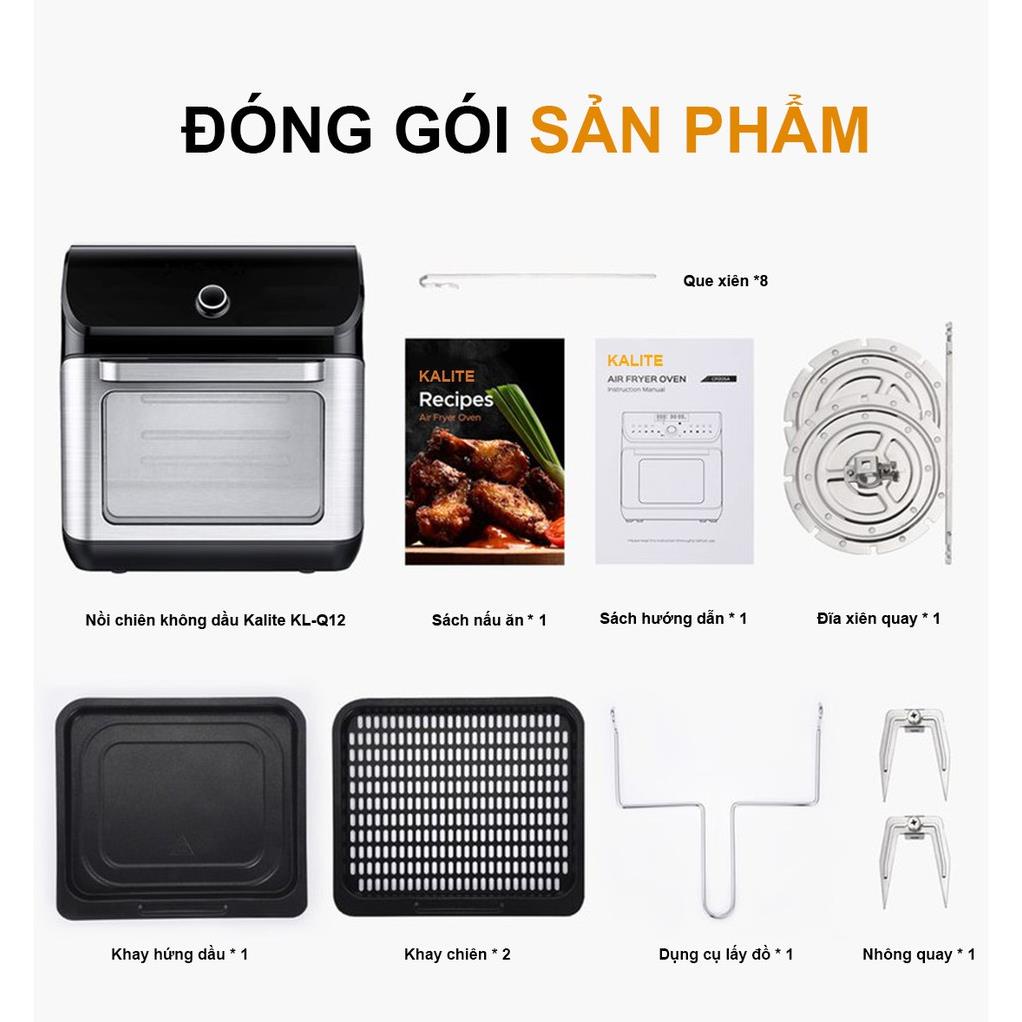 Nồi chiên không dầu Kalite Q12 công suất 1800W dung tích 12L hàng chính hãng BH 12 tháng