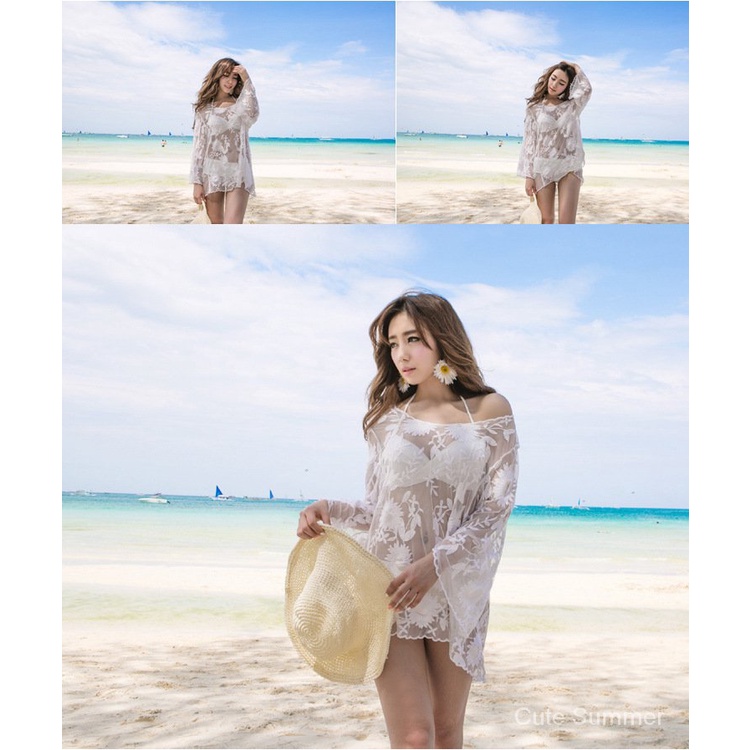 Mới Áo Khoác Ngoài Bikini Tay Dài Phối Ren Gợi Cảm Cho Nữ | BigBuy360 - bigbuy360.vn