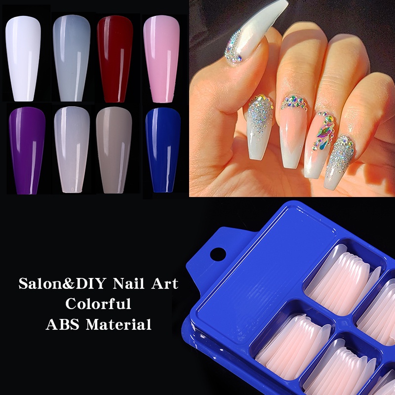 1 Hộp 100 Móng Tay Giả Tự Làm Đầy Màu Sắc Che Phủ Toàn Diện Trang Trí Móng Tay Nghệ Thuật Acrylic YR