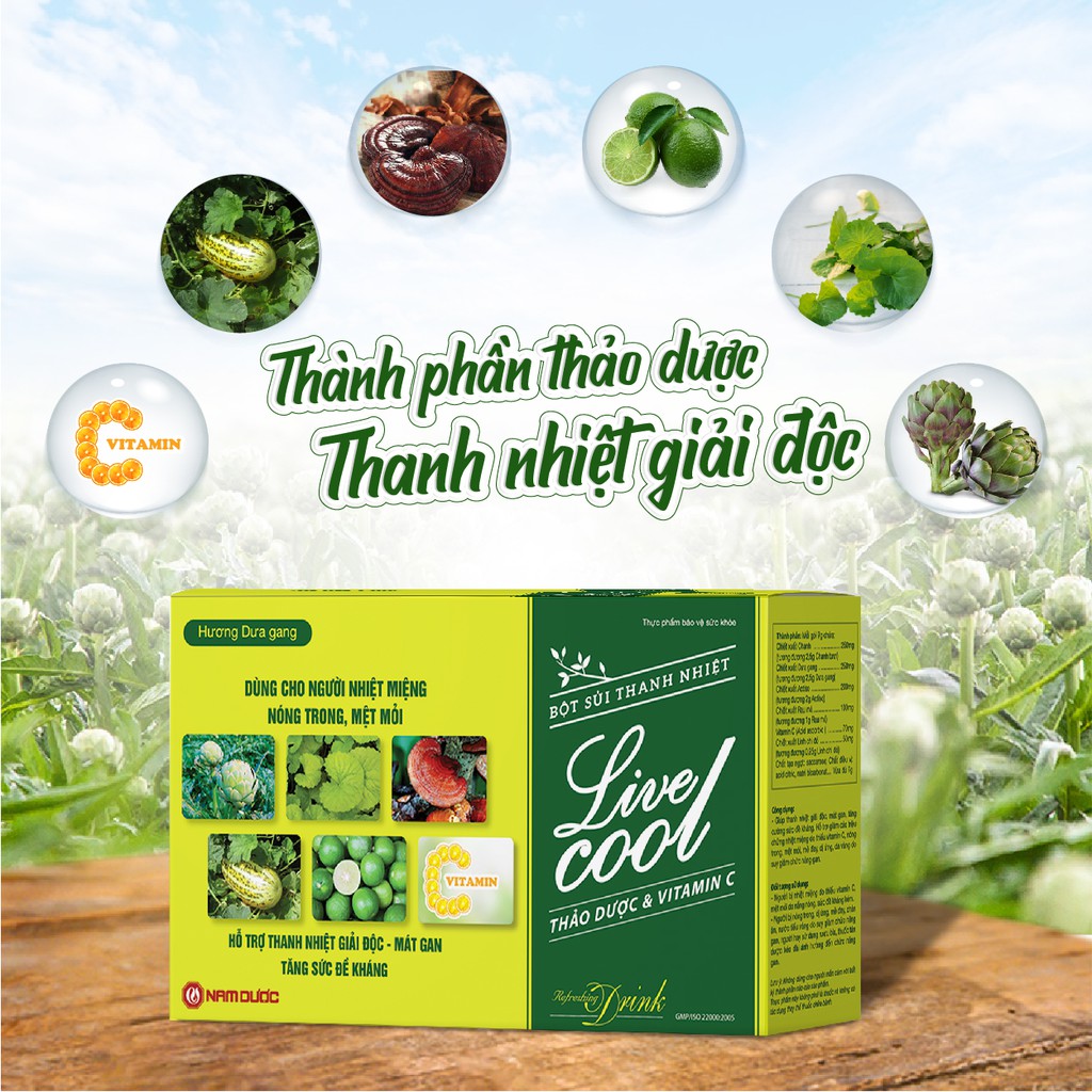 Bột sủi thanh nhiệt Livecool hương dưa gang - Hỗ trợ thanh nhiệt giải độc, mát gan, tăng sức đề kháng. | Thế Giới Skin Care