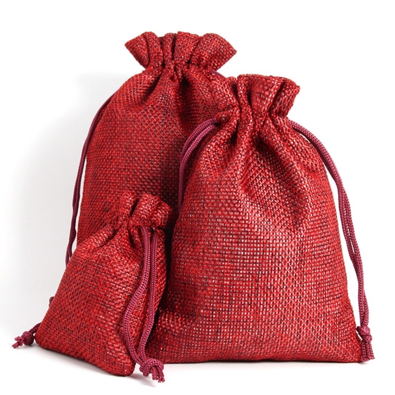 Túi đựng chất liệu vải bố mềm, dây rút, kích thước 13x18cm