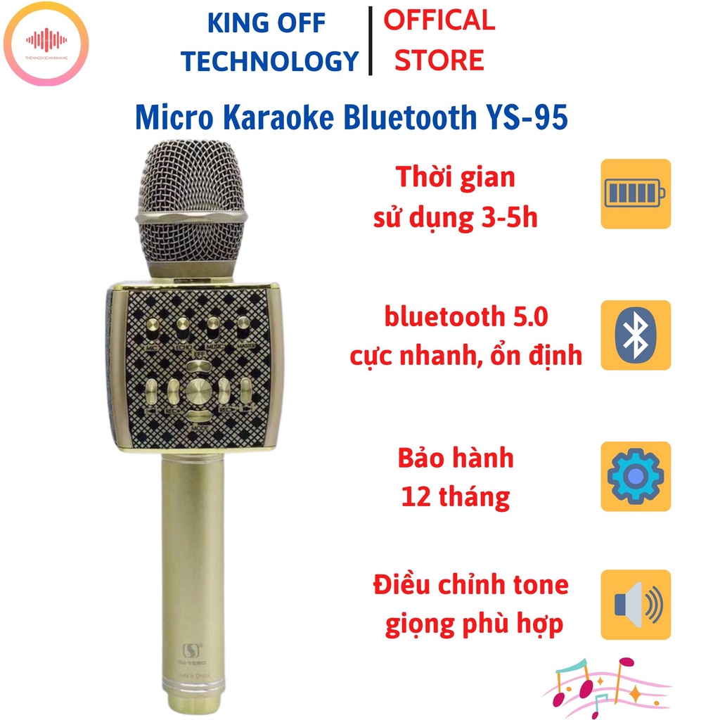 ⚡Giá Rẻ⚡ Mic không dây Karaoke Bluetooth  YS-95 Tích Hợp Loa Bass Không Dây Dùng Hát Tại Nhà Hoặc Livetream