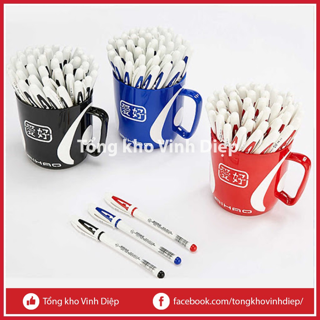 1 cốc 48 chiếc bút nước chữ A Aihao đủ 3 màu mực xanh, đen, đỏ