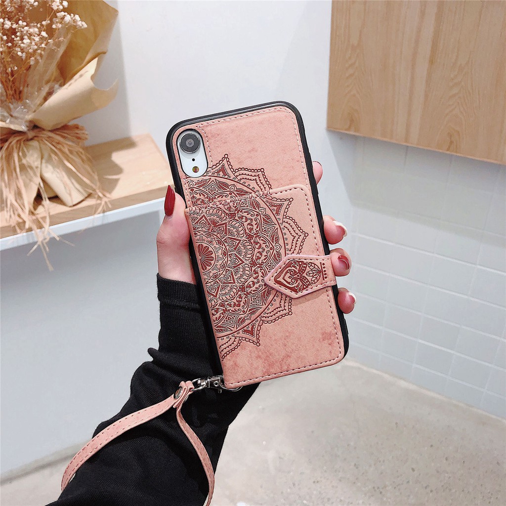 Bao da điện thoại PU nắp lật có ví đựng thẻ và giá đỡ cho Apple iPhone 6 6S 7 8 X XS Max XR Plus