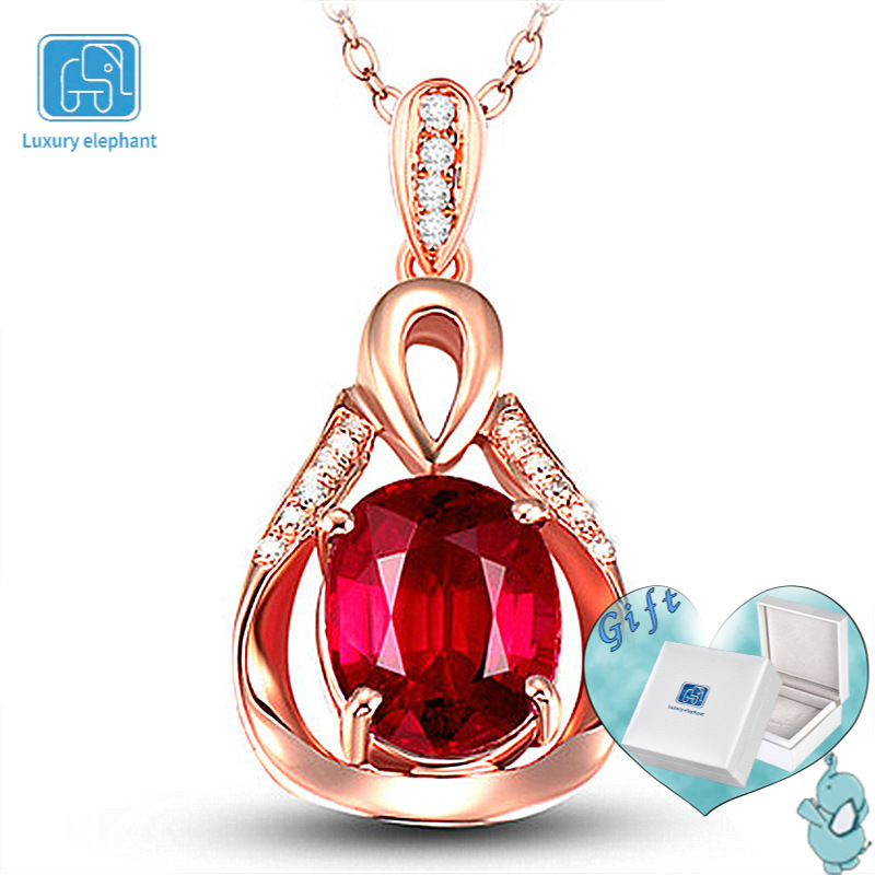 Sang Trọng vòng cổ Mạ Bạc 925 Mặt Hình Voi Đính Đá Ruby Thời Trang Cho Nữ