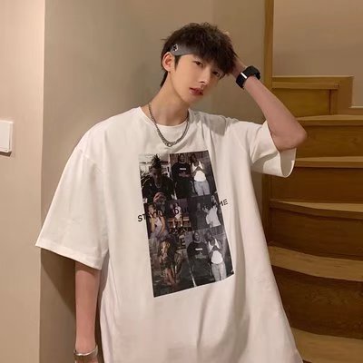 Áo Thun Tay Ngắn Dáng Rộng In Chữ Phong Cách Hip Hop Hàn Quốc Thời Trang Mùa Hè Cho Nam size M-5XL