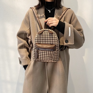 Balo Nữ Mini Vải Dạ Caro Chéo