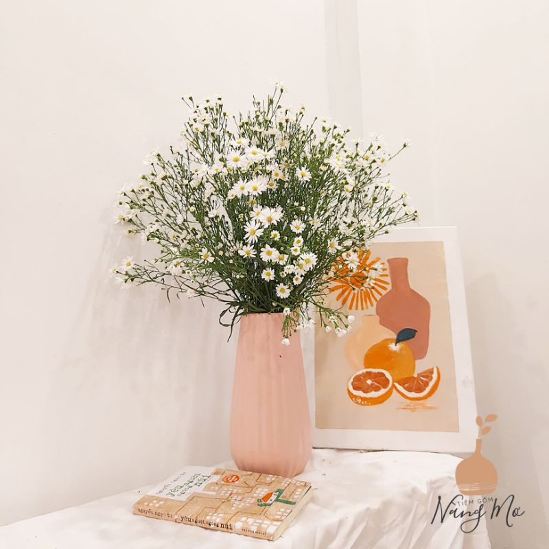 Lọ hoa trụ dài cao 25cm men mát Bát Tràng