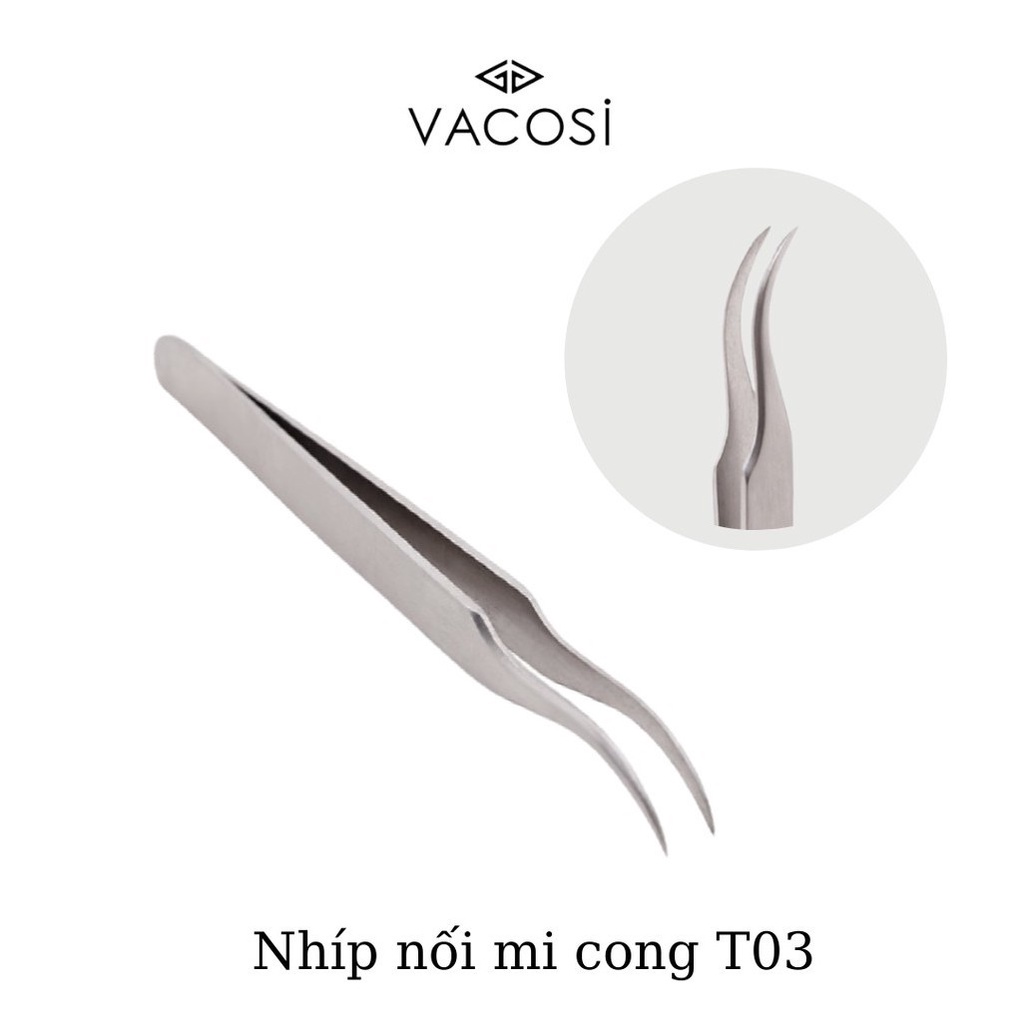 Nhíp nối mi đầu cong‪ Vacosi T03 hỗ trợ thao tác tinh‪ xảo