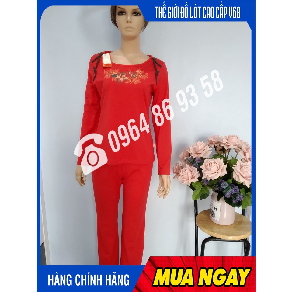 Bộ quần áo nữ mặc nhà Cotton Selina quần dài áo dài 916005