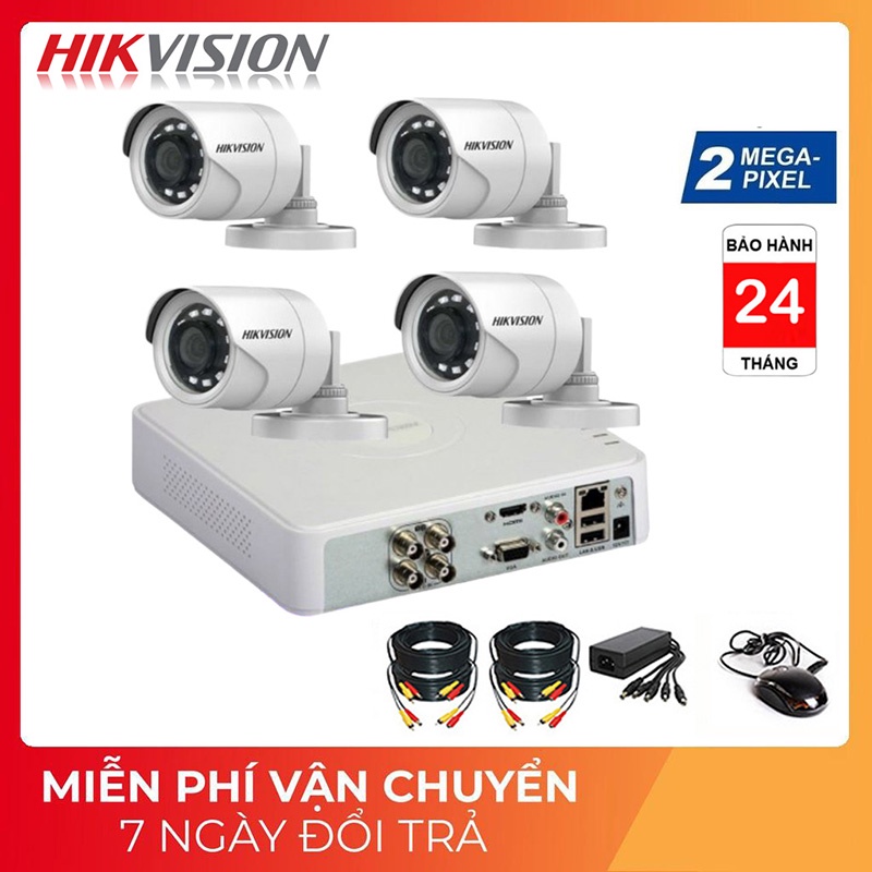 [FREESHIP⚡️]Bộ Camera giám sát HIKVISION Full HD 1080P - Trọn bộ 4 mắt 1080P + Đầu ghi + HDD500G