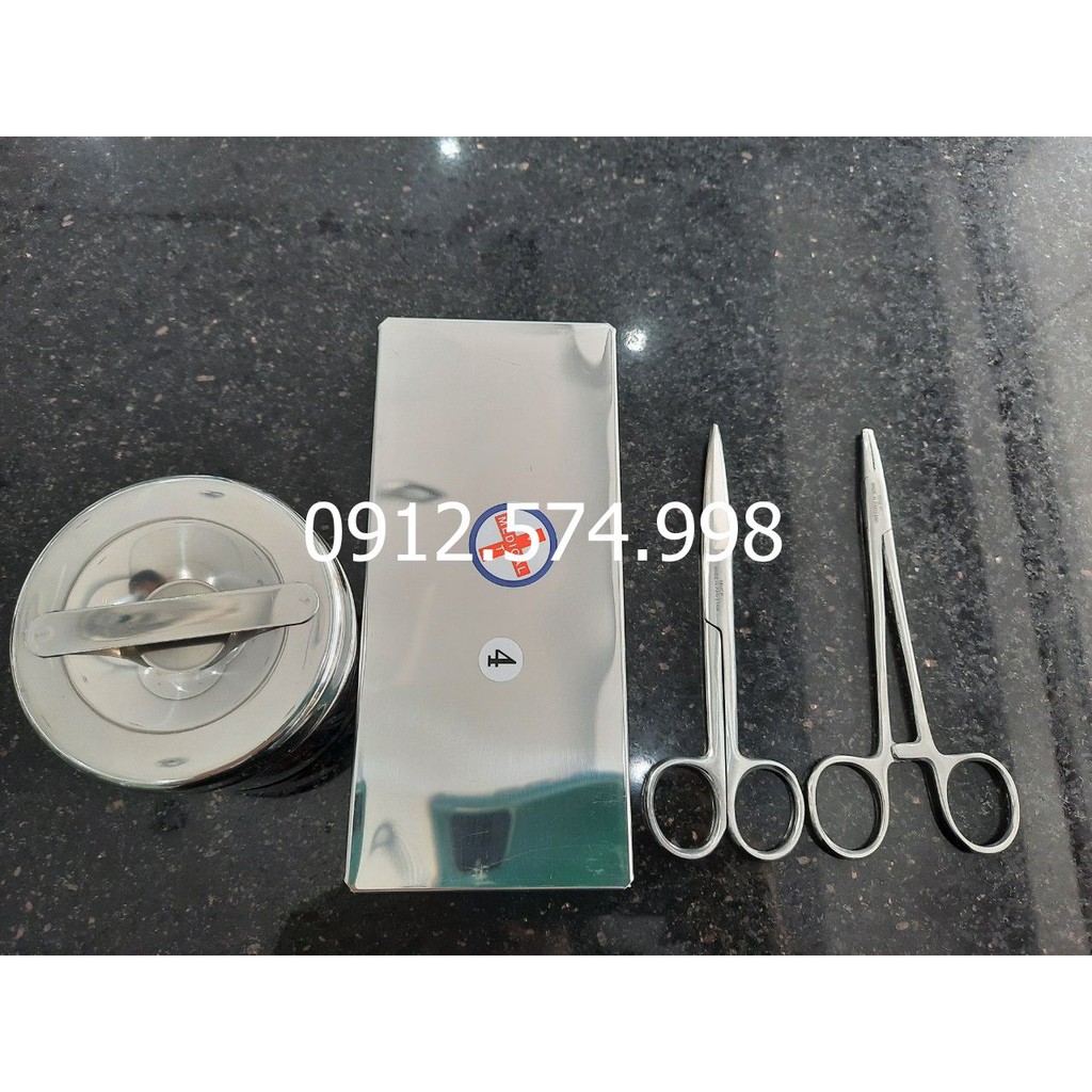 Bộ dụng cụ rửa vết thương (HCN số 4, Hộp gòn đúc nhỏ, Pen T14, Kéo T14)