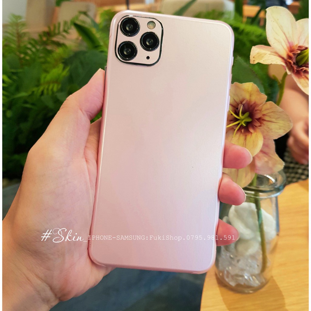 Tấm Dán Skin Mặt Sau Màu Hồng Sakura Pink FULL VIỀN Cho 13prm , 12prm , 11prm , xsm , 11pro , 12pro , 13pro - FukiShop
