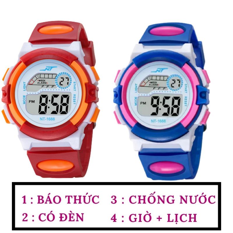 Đồng hồ trẻ em điện tử cho bé trai có đèn led nhiều màu sắc chống nước tốt D22