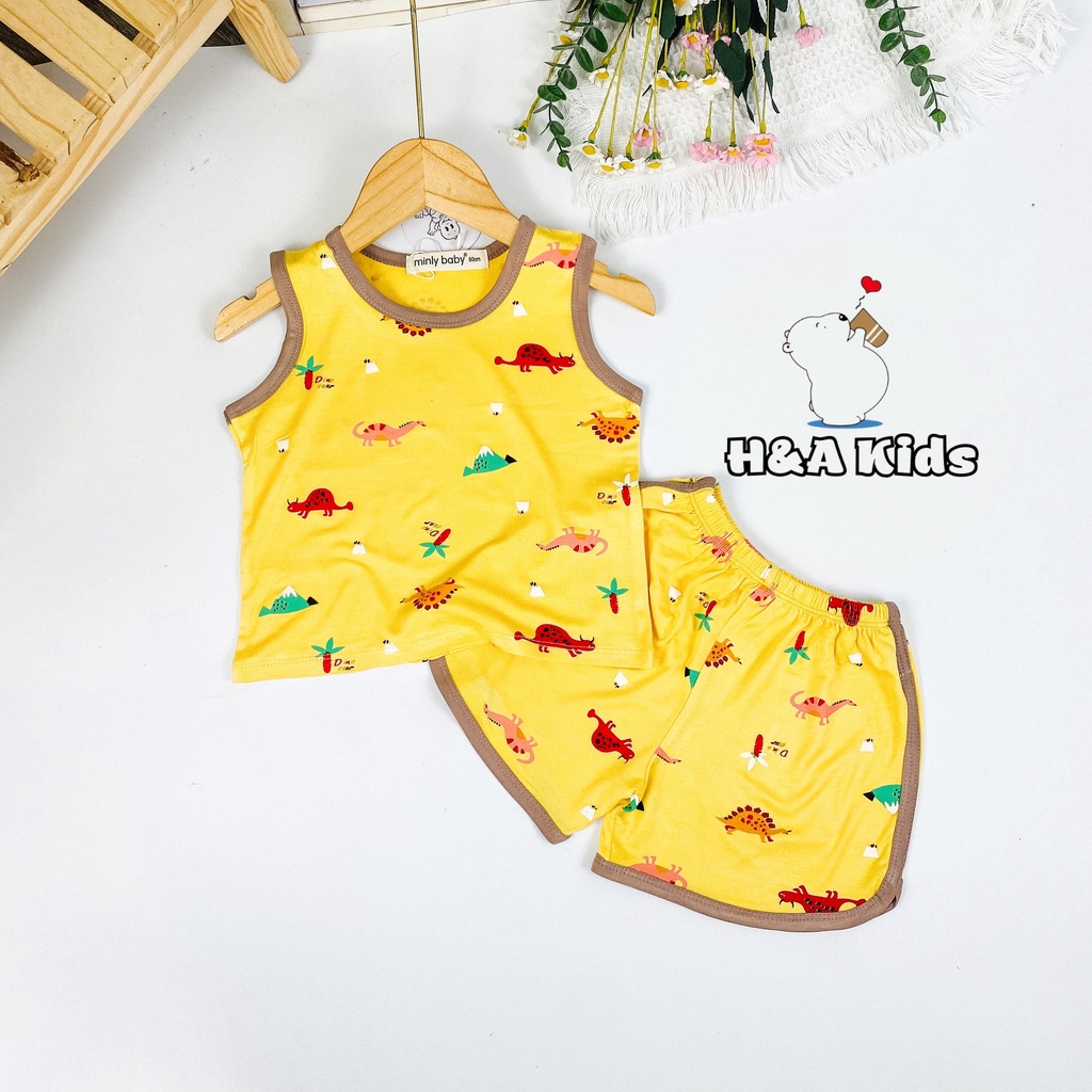 [Bé 7-32kg] Bộ Ba lỗ thun lạnh in toàn thân quần vát cho bé trai bé gái từ 7-32kg