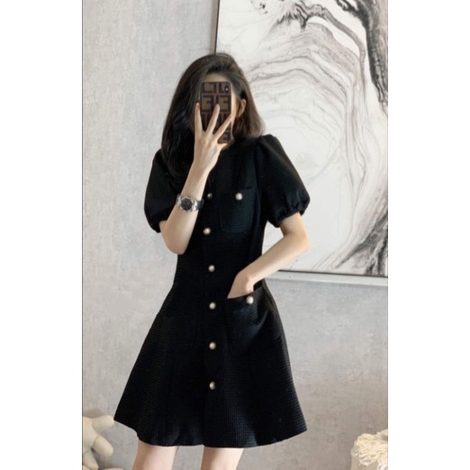 Đầm dự tiệc công sở phối nút sang trọng Mina Dress