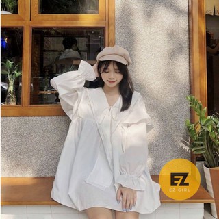 Đầm Baby Doll Tay Dài From Rộng (TRẮNG)