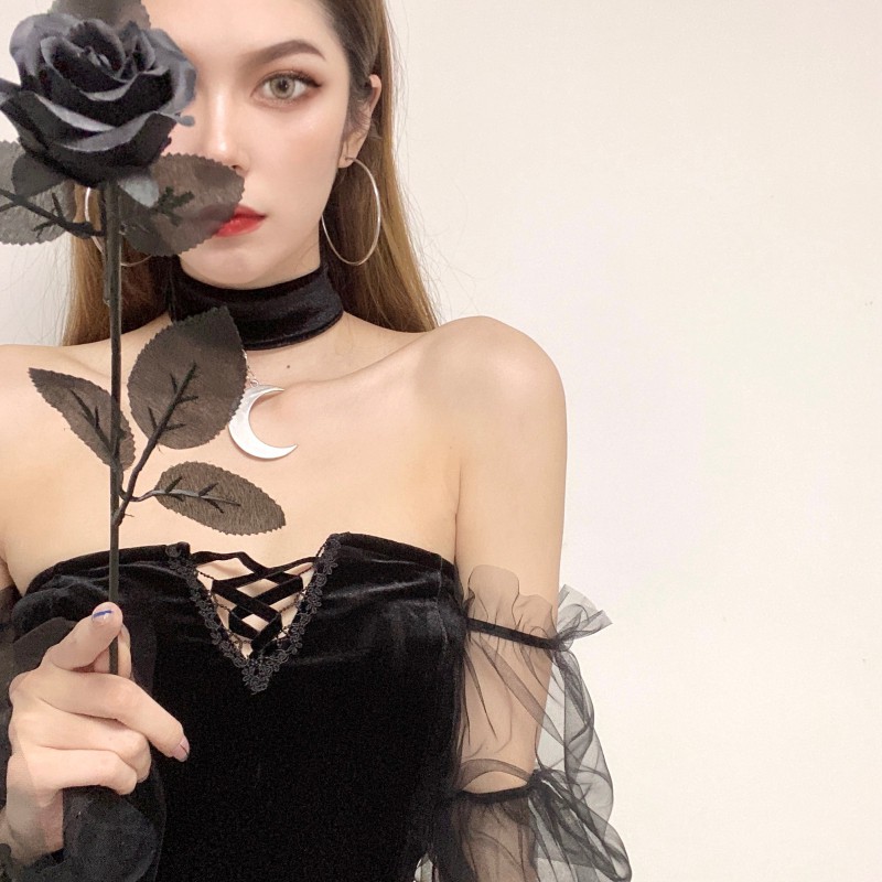 [CÓ SẴN M] Váy cúp ngực tay bồng tiểu thư (Tặng kèm Choker) | BigBuy360 - bigbuy360.vn