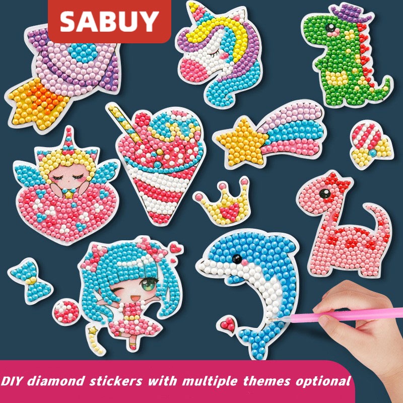 Bộ Đồ Chơi Lắp Ráp Tranh Đính Đá Thủ Công DIY 15 Màu Tùy Chọn Họa Tiết Hoạt Hình Sáng Tạo Cho Trẻ Em