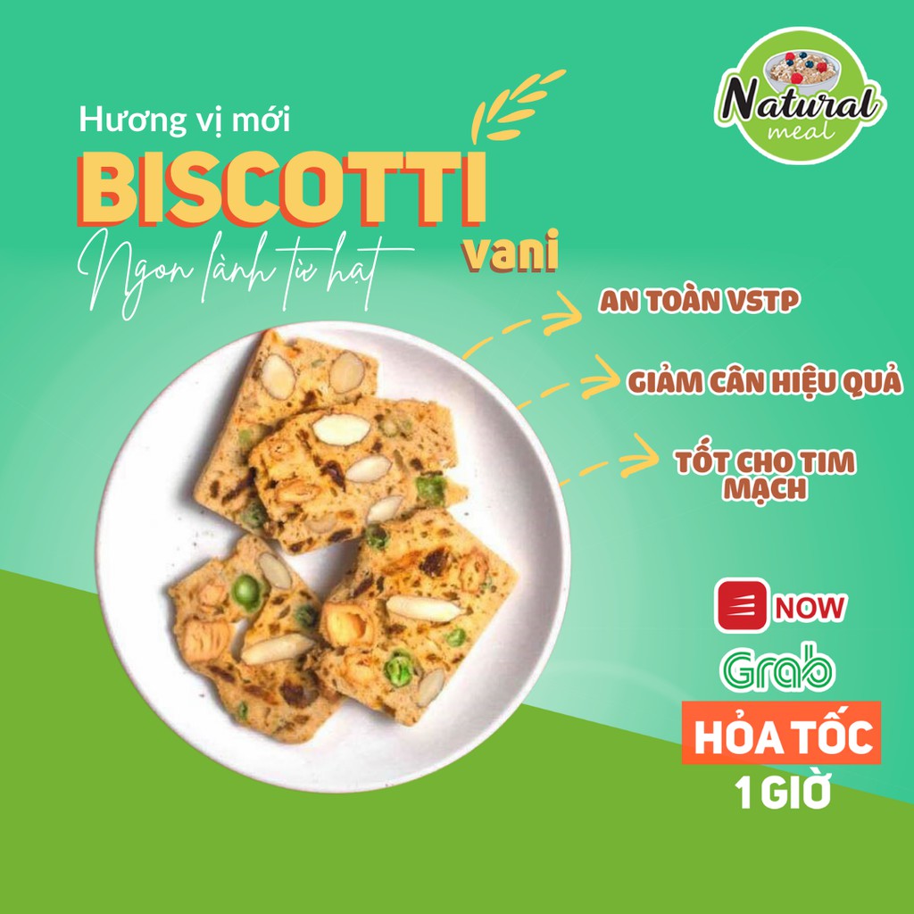 Bánh hạt dinh dưỡng Healthy ăn kiêng, giảm cân Biscotti Vani Mix vị Thơm Ngon 500gram - Natural Meal