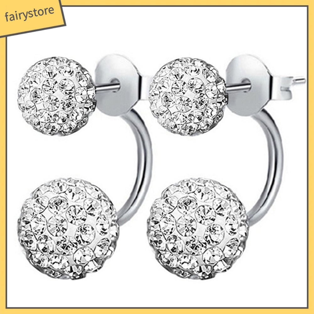 Bông tai hình quả cầu dát đá thời trang cho nữ