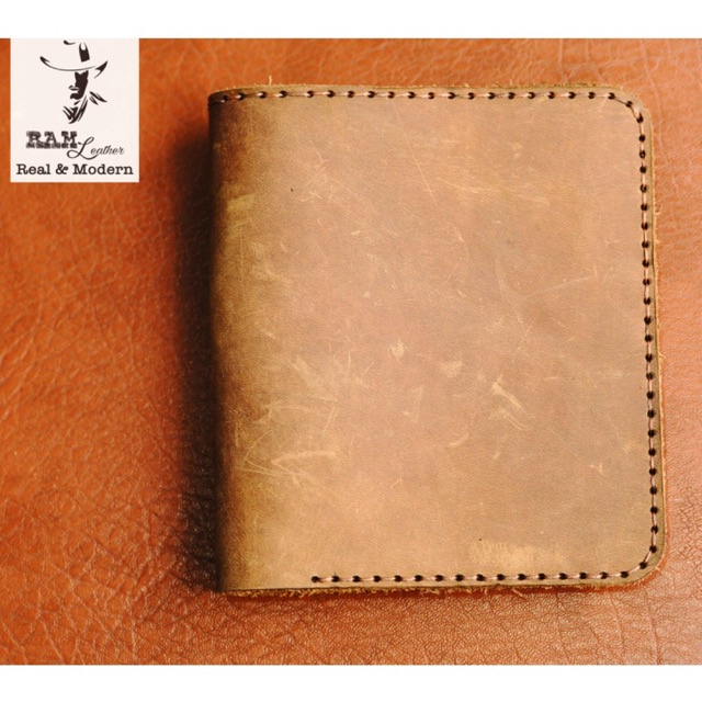 Ví nam handmade da bò thật màu nâu đất - RAM Leather