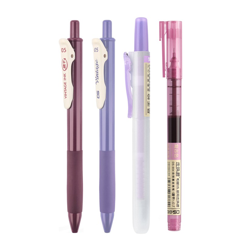 Set 4 Bút Gel Dạ Quang Khô Nhanh Màu Sắc Retro C6458