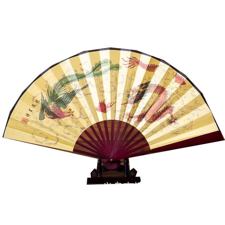 Quạt cổ phong cảnh nam nữ nan dài 31cm in họa tiết đẹp phong cách cổ trang cosplay