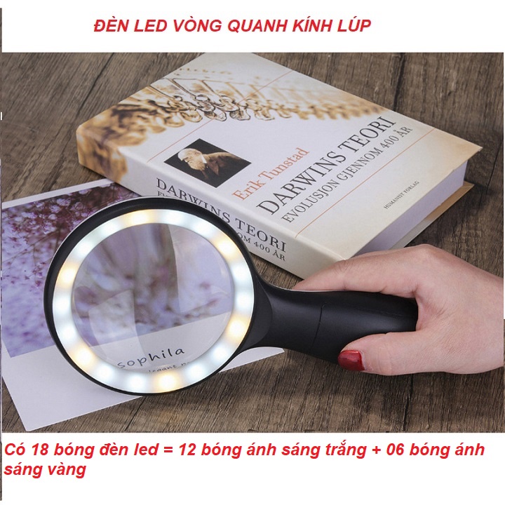 KÍNH LÚP 10X CẦM TAY CÓ ĐÈN LED VÒNG ÁNH SÁNG TRẮNG VÀ VÀNG 3 CHẾ ĐỘ SIÊU SÁNG – DIY778