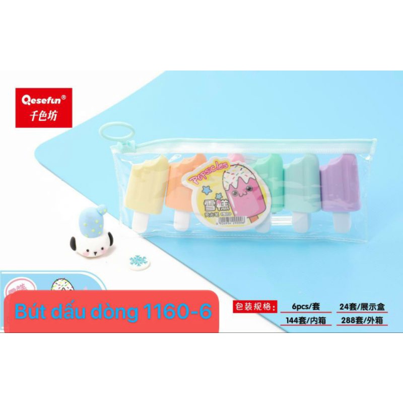Bộ 6 bút đánh dấu highlight, bút nhớ dòng dạ quang loại đẹp