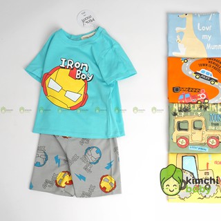 Đồ Bộ Bé Trai, Bé Gái Minky Mom Vải Cotton 100% Họa Tiết Iron Boy Ô Tô, Bộ Cộc Tay Cho Bé Mặc Hè Thoáng Mát MKM2138