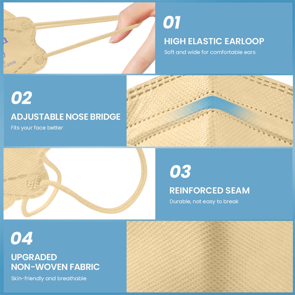 Khẩu trang 4 lớp N95 Ffp2 Ce Kn95 thoáng khí phong cách Hàn Quốc cho người lớn