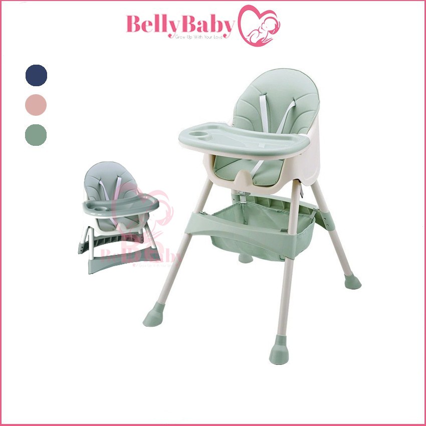 Ghế Ăn Dặm Belly Baby Full Phụ Kiện Đệm Ngồi, Đai An Toàn, Chân Ghế 2 Chế Độ