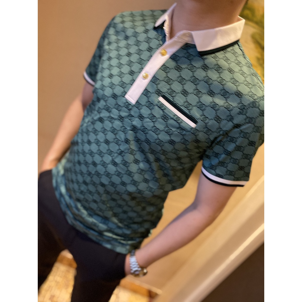 Áo polo tay ngắn thời trang nam cao cấp 𝑮𝒖𝒄𝒄𝒊 𝑮𝑪 𝑮𝑮 sành điệu, thanh lịch