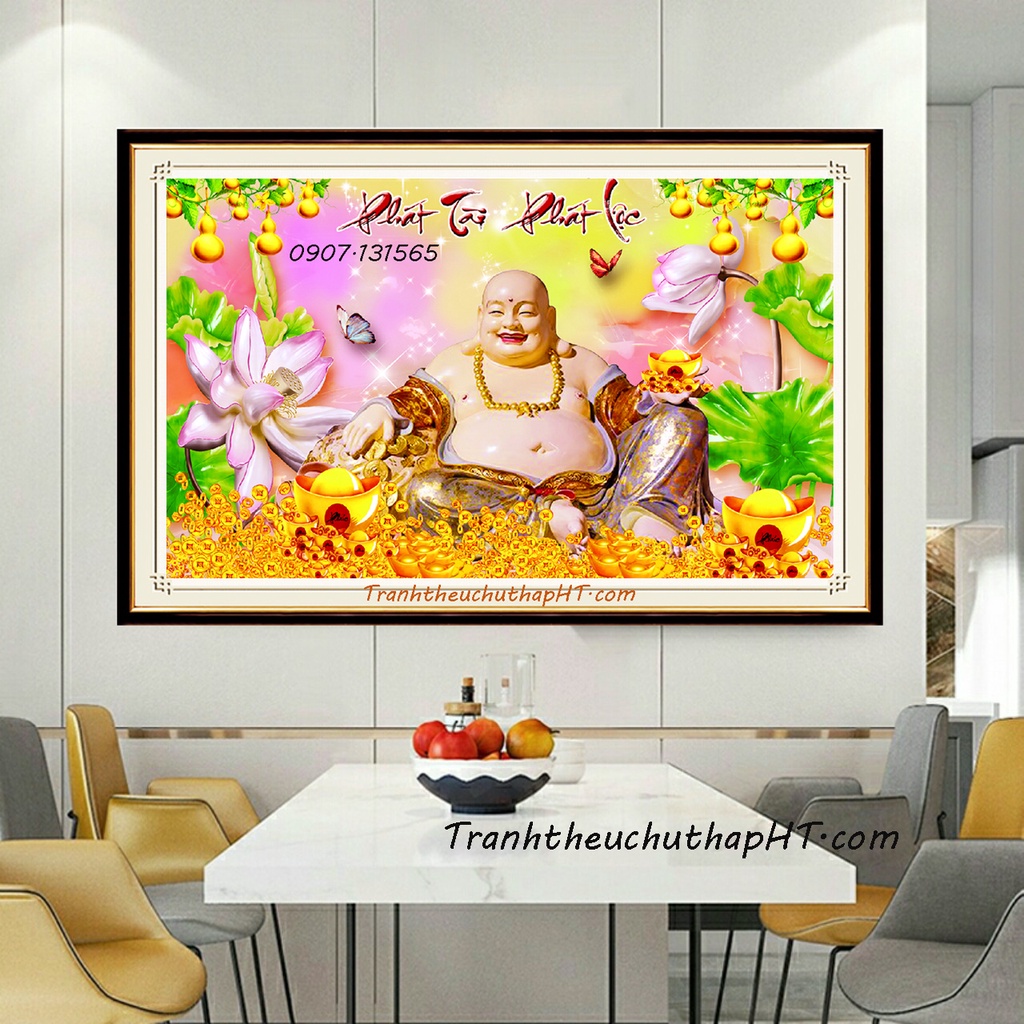 Tranh thêu chữ thập - Tranh đính đá Phật Di Lặc Phát tài phát lộc VS180, LV3383: 100*65cm - tự đính