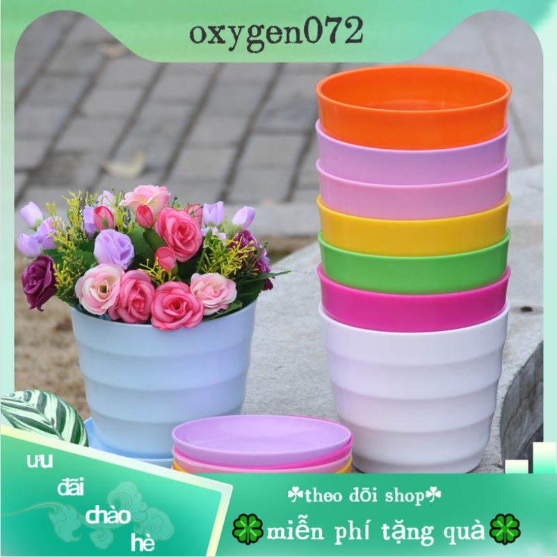 Oxygen072 Oxygen072 Chậu hoa trồng cây hiện đại tròn linh hoạt với khay có thể tháo rời để làm vườn ban công văn phòng